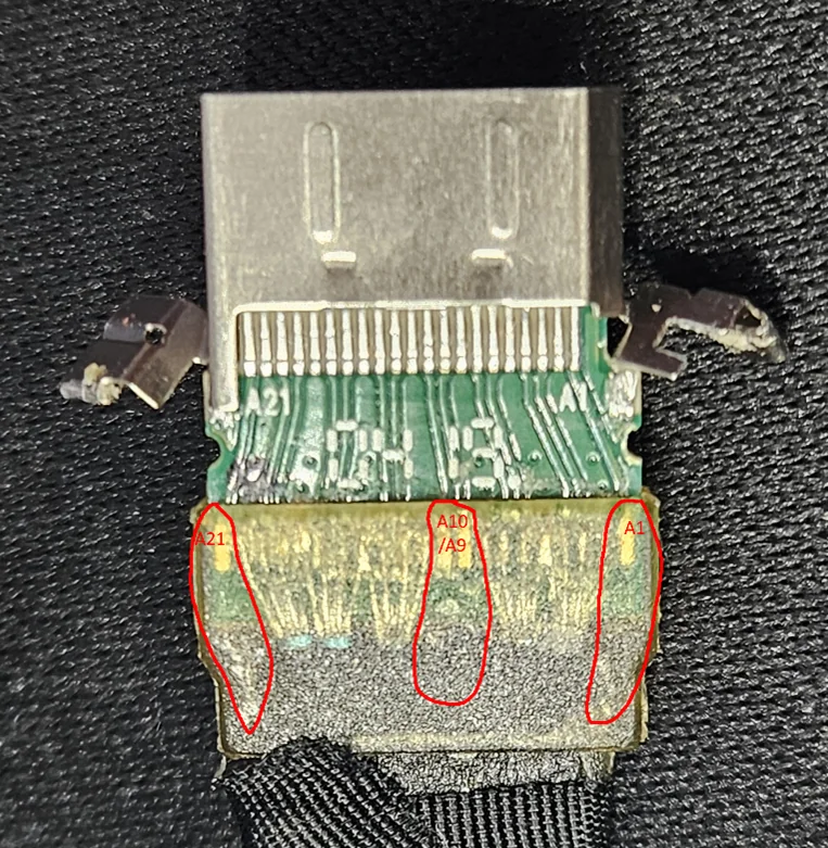 Figure 3 - Examine Supermicro OCuLink to U.2 Cable (missing connections) - A Side